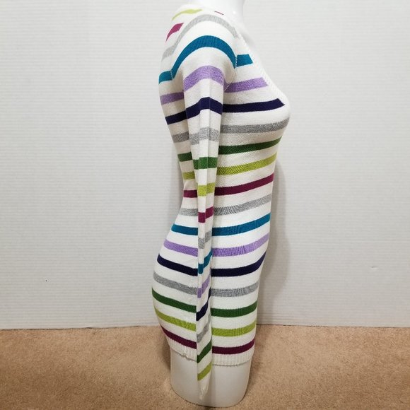 Aeropostale sweater XS pullover striped v-neck knit colorful - Picture 4 of 10